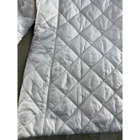 Lands End Womens White Quilted PrimaLoft Hooded Puffer Jacket Pink Lining Size M - Picture 13 of 17
